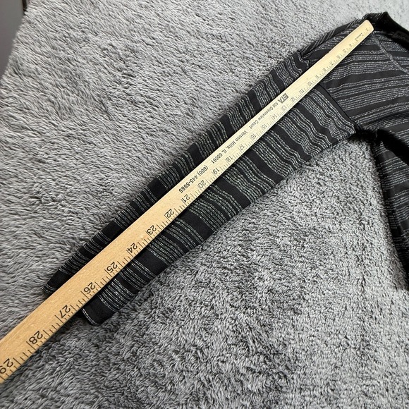 Michael Stars NWT Womens OS Black Silver Lurex Stripe Long Sleeve Top Wide Neck - Picture 5 of 7